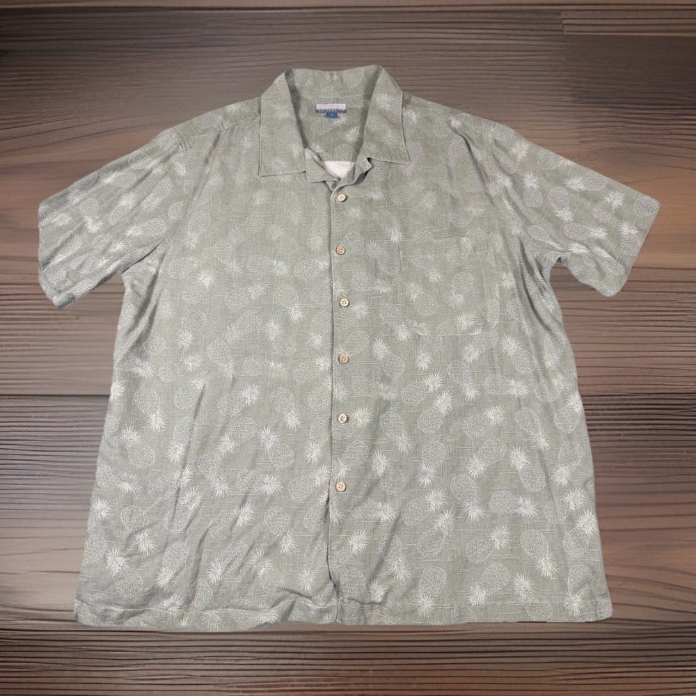 Breakwater Mens XL Silk Hawaiian Short Sleeve Button Down Casual Summer Shirt